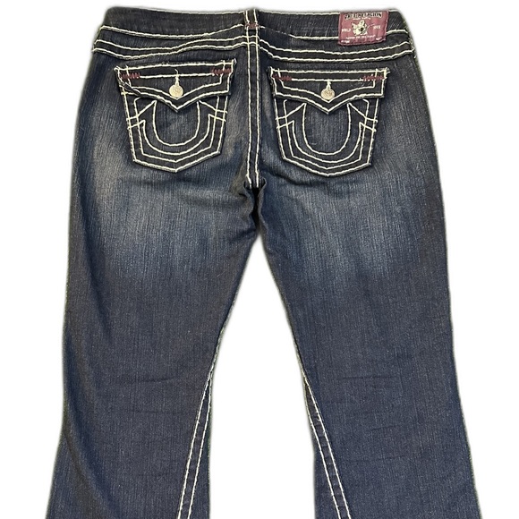 RARE True Religion Joey Big T Flare Thick Purple Stitch Jeans Size 32 NWOT - Picture 2 of 11